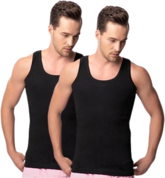 2 Pack Top kwaliteit hemd - 100% katoen - Zwart - Maat L