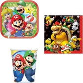 Amscan – Super Mario – Feestpakket – Bordjes – Bekers – Servetten – Versiering - Kinderfeest.