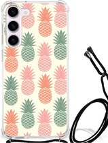 Backcase TPU Siliconen Hoesje Geschikt voor Samsung Galaxy S23 Telefoon Hoesje met doorzichtige rand Ananas
