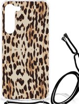 Hippe Hoesje Geschikt voor Samsung Galaxy S23 Plus Smartphone hoesje met doorzichtige rand Leopard