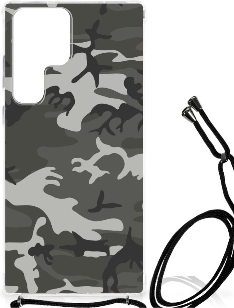 Samsung Galaxy S23 Ultra Doorzichtige Silicone Hoesje Army Light