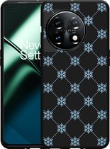 Cazy Hoesje Zwart geschikt voor OnePlus 11 Snowflake Pattern