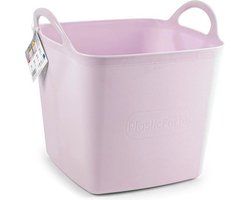 Plasticforte Kuip/emmer/wasmand - flexibel - roze - 43 liter - vierkant - kunststof - 40 x 40 x 44 cm