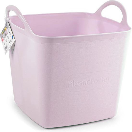 PlasticForte Baignoire/seau/panier à linge - flexible - rose - 43 litres - carré - plastique - 40 x 40 x 44 cm