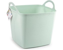 Plasticforte Kuip/emmer/wasmand - flexibel - lichtgroen - 27 liter - vierkant - kunststof - 36 x 34 x 37 cm