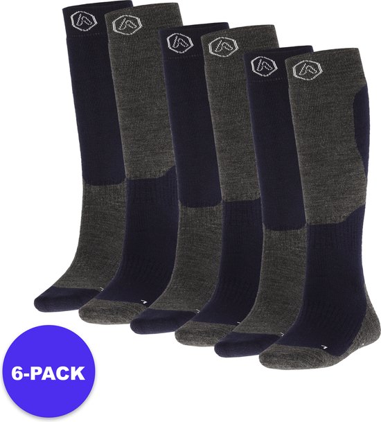 Apollo (Sports) - Skisokken Unisex - Blue Design - Maat 35/38 - 6-Pack - Voordeelpakket