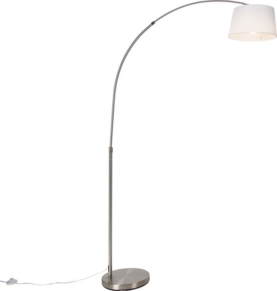 QAZQA arc - Moderne Smart Staande booglamp incl. wifi - 1 lichts - H 170 cm - Wit - Woonkamer
