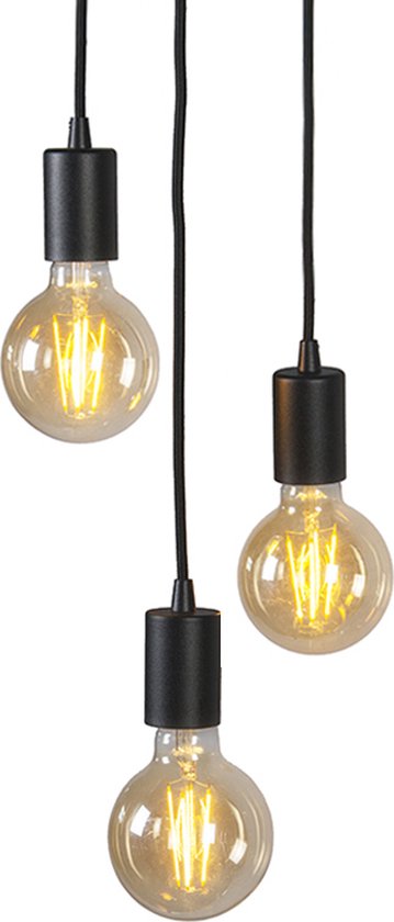 QAZQA facili - Lampe suspendue Design LED Smart avec WiFi - 3 lumières - Ø 25 cm - Zwart - Salon | Chambre à coucher | Cuisine