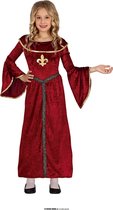 Guirca - Middeleeuwen & Renaissance Kostuum - Middeleeuwse Jonkvrouw Prinses Sofia - Meisje - Rood - 5 - 6 jaar - Carnavalskleding - Verkleedkleding