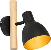 QAZQA flint - Landelijke Wandlamp voor binnen - 1 lichts - D 19.8 cm - Zwart - Woonkamer | Slaapkamer | Keuken