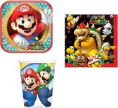 Amscan – Super Mario – Feestpakket – Bordjes – Bekers – Servetten – Versiering - Kinderfeest.