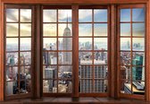 Fotobehang - Vlies Behang - New York 3D Raamzicht - 416 x 290 cm