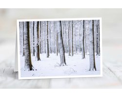 Wenskaart Utrechtse Heuvelrug - set van 3 stuks - Winters weer in het beukenbos - kerst - natuur - gevouwen kaart - 17,5 x 12,5 cm - incl. envelop