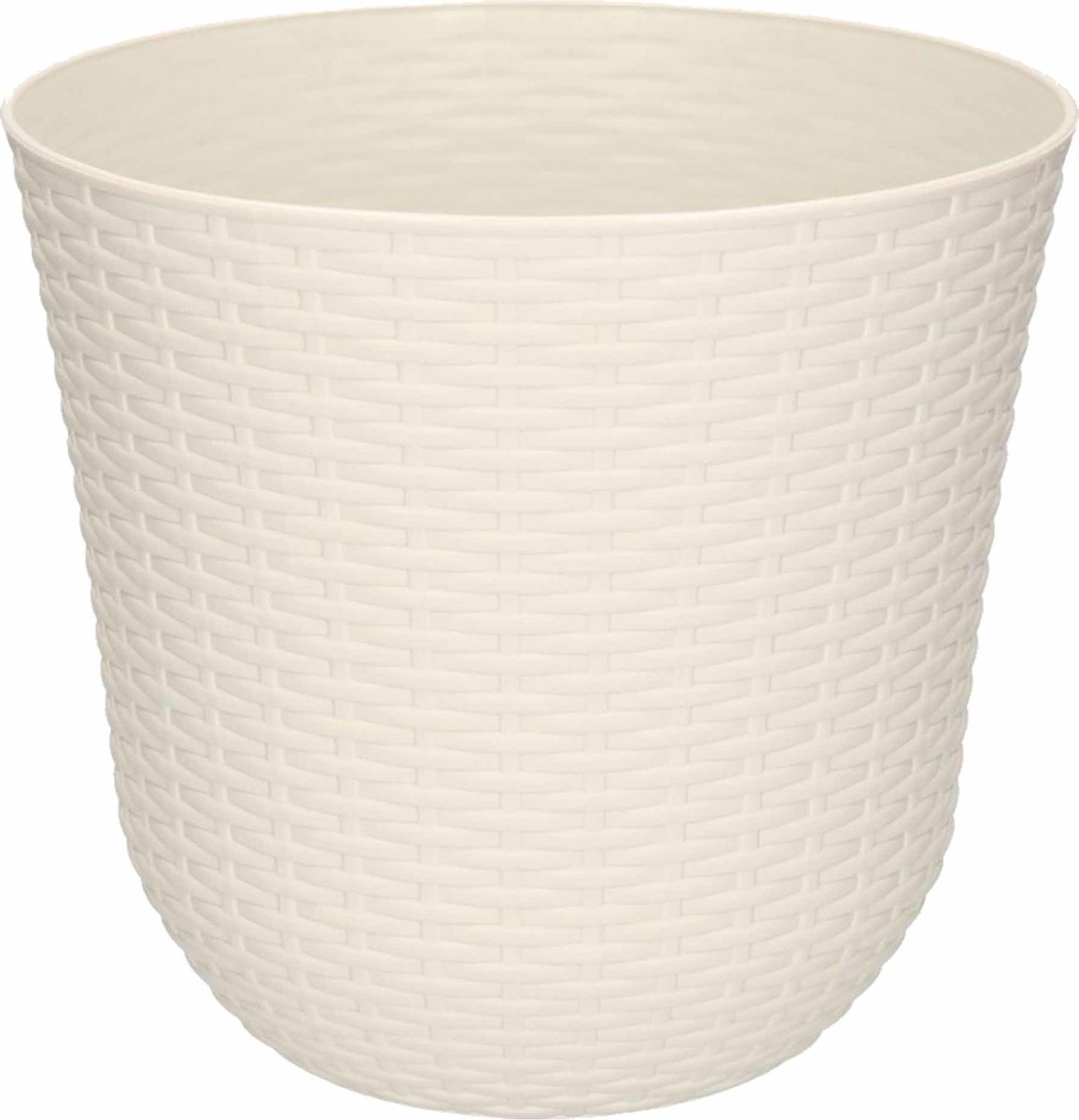 PlasticForte Plantenpot - ivoor wit - D25 x H23 cm - rotan kunststof - bloempot