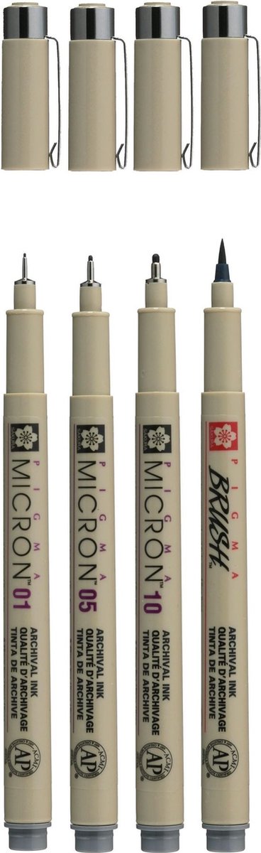 Sakura Pigma Micron fineliner set | 4 maten, Koelgrijs — afbeelding 3
