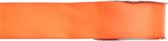 1x Hobby/decoratie oranje satijnen sierlinten 1,5 cm/15 mm x 25 meter - Cadeaulint satijnlint/ribbon - Striklint linten oranjet