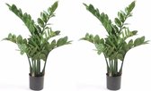 2x Groene kunst Zamioculcus 70 cm - Kamerplant kunstplanten/nepplanten