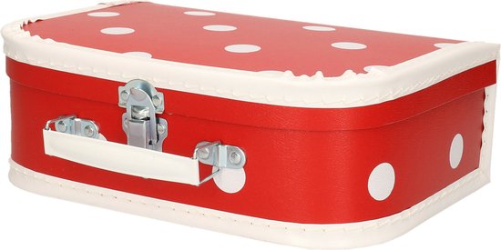 Speelgoed koffertje rood polka dot 30 cm