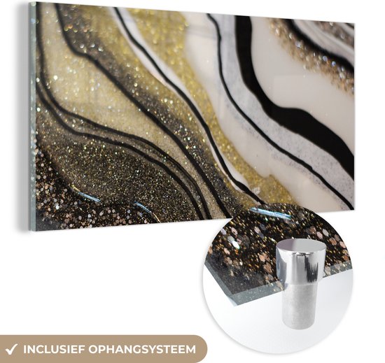 MuchoWow® Peinture sur verre 120x60 cm - Peinture sur verre acrylique - Pierre précieuse - Abstrait - Marbre - Nature - Photo sur verre - Peintures