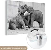 Peinture sur verre - Éléphant - Animaux sauvages - Zwart - Wit - Peinture sur verre - Décoration murale - 120x80 cm - Photo sur verre - Plaque de Verres