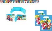 Amscan – Super Mario – Feestpakket – Uitnodigingen – Uitdeelzakjes – Letterslinger – Versiering - Kinderfeest.
