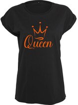 T-Shirts Dames Queen-Zwart - Oranje-M