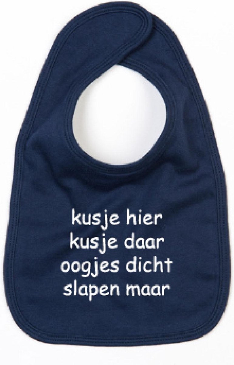 Goedkoopste Slabbetje Kusje Hier Kusje Daar-Donker Blauw-One Size