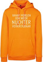 Hoodie Nuchter-Oranje - Wit-L