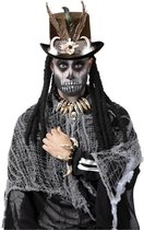Smiffy's - Witch & Spider Lady & Voodoo & Dark Religion Costume - Set d'accessoires de guérisseur vaudou Chapeau et collier - Marron, Blanc / Beige - Taille unique - Halloween - Déguisements