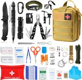 Survival kit - Survival armband - zakmes - paracord armband - vuursteen vuurstarter kit - zaklamp - kompas - Noodpakket - Outdoor camping survival set - Survival spullen - Cadeau man - XL Set - Bruin