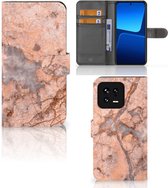 Wallet Book Case Xiaomi 13 Telefoon Hoesje Marmer Oranje