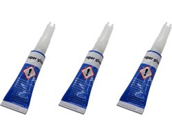 Krachtige Secondelijm 5x stuks SUPER HOBBY GLUE | 3 grams 10 secondenlijm | Extra sterke superlijm tubes voor rubber, metaal, glas, kunststof, keramiek en hout