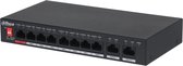 Dahua PFS3010-8ET-96-V2 8 poort 802.3af/at PoE switch met 2 uplink poorten en 250m PoE bereik