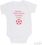 Barboteuse Soft Touch " ssssstt Daddy and I look FEYENOORD " Mixte Katoen Wit/ rouge Taille 62/ 68