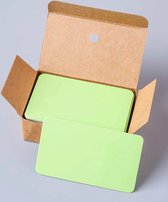 100 mini kaartjes in bewaarboxje - kleine blanco kaartjes - groen