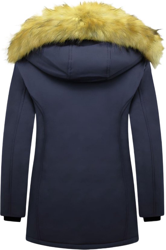 MATOGLA Manteau d'hiver pour femme avec col en imitation fourrure - Coupe slim - Blauw