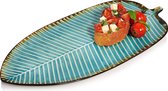 Serveerbord Capri van aardewerk, bord in bladlook, serveerplaat, modern vintage design