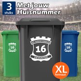 Go Ahead Eagles Container Stickers XL - Voordeelset 3 stuks - Huisnummer - Voetbal Sticker voor Afvalcontainer / Kliko - Klikosticker