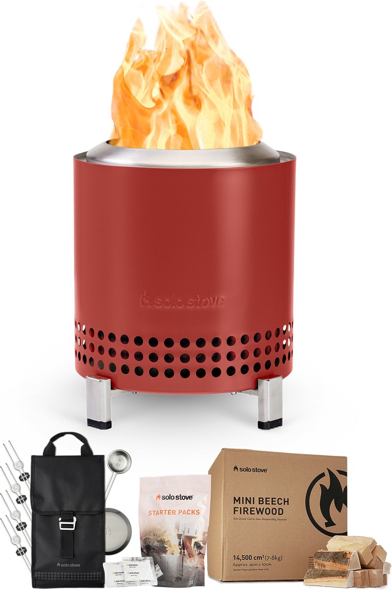 Solo Stove Mesa Vuurplaats voor op tafel met standaard | Rookarm minivuur voor in de stad en voorsteden, Werkt op pellets of hout, veilig, roestvrij staal, met reistas, 17.5 x 13 cm