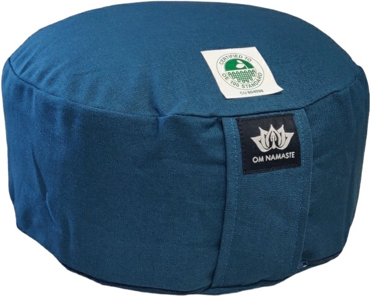 Om Namaste Biologisch Meditatiekussen Rond - Organic Rondo petrol