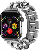Gevlochten RVS Bandje Geschikt voor Apple Watch 1 / 2 / 3 / 4 / 5 / 6 / 7 / 8 / 9 / SE / Ultra 49MM / 45MM / 44MM / 42MM - Metalen Band - Roestvrij Staal - Wit