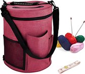 Breitas, multifunctionele grote garen gehaakte opslag organizer tas met zakken voor wol, breinaalden accessoires en haaknaalden (rood)