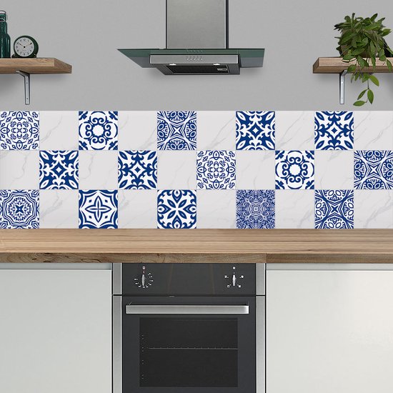 Ulticool Décoration Stickers carrelages - Nederland Blauw Wit - 15x15 cm - 15 pièces