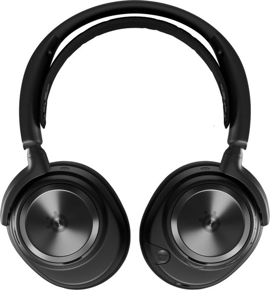 Zwarte Steelseries Arctis Nova Pro headset, weergave van de oorschelpen en hoofdband.