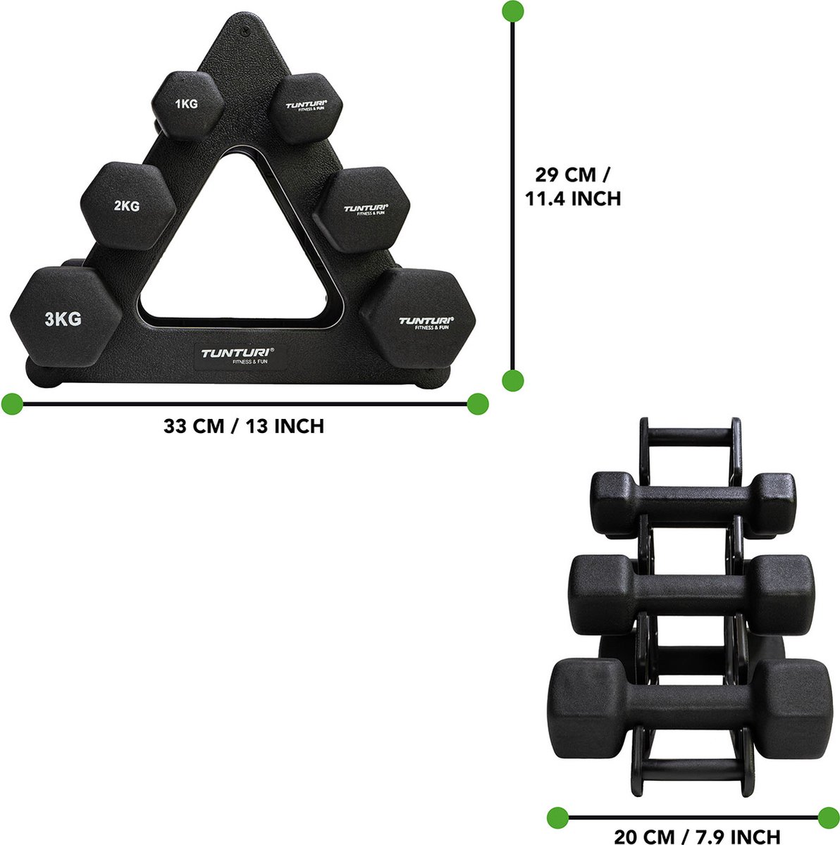Tunturi Gewichten - Halterset - Dumbbell Set - Neopreen Dummbbells - 1 t/m 3kg - 3 Paar - Incl. gratis fitness app – foto 8