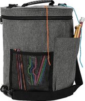 Knitting Bag Yarn Storage Bag Large Yarn Organizer Tote Bag Portable Storage Bag with Handle Strap for Yarns Knitting Needles Crochet Hooks Sewing Tools (Grey)