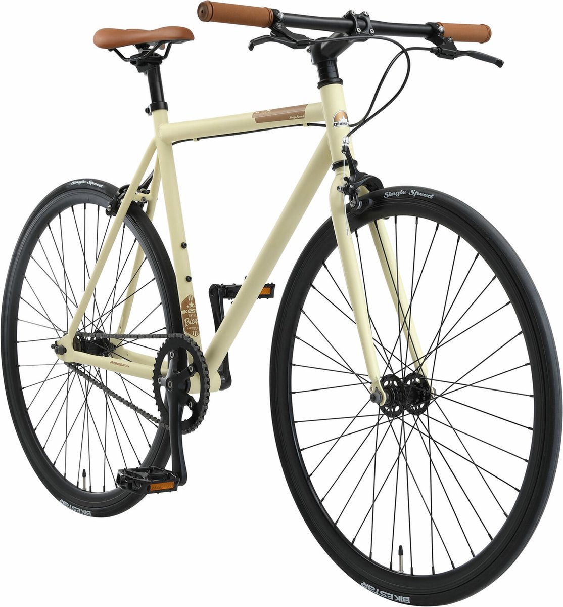 Bikestar Singlespeed 28 inch retro wielrenfiets, beige / bruin