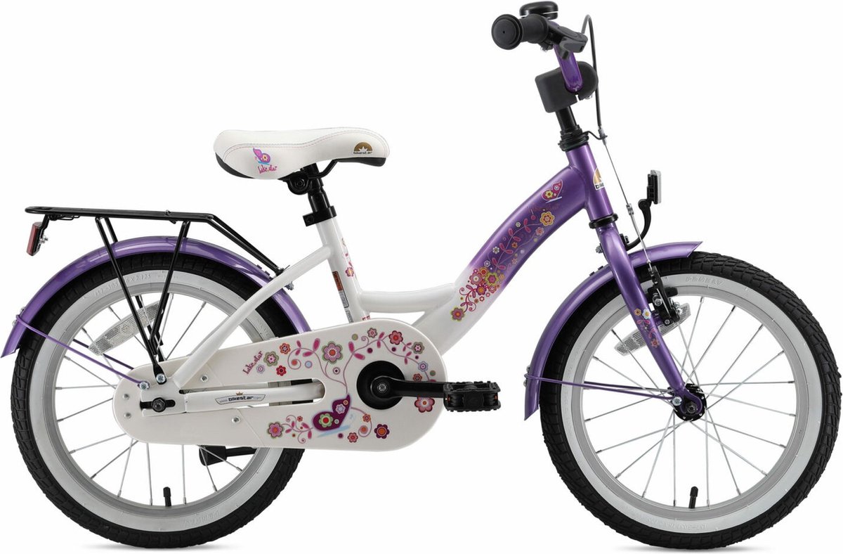 Bikestar 16 inch Classic kinderfiets, lila wit