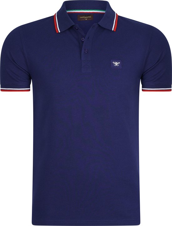 Cappuccino Italia - Heren Polo SS Polo Applique Pique - Blauw - Maat S