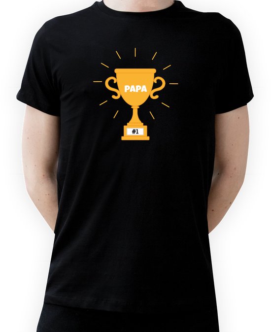 T-shirt Troffee #1 papa|De beste papa|Fotofabriek T-shirt Troffee #1|Zwart T-shirt maat M| T-shirt met print (M)(Unisex)